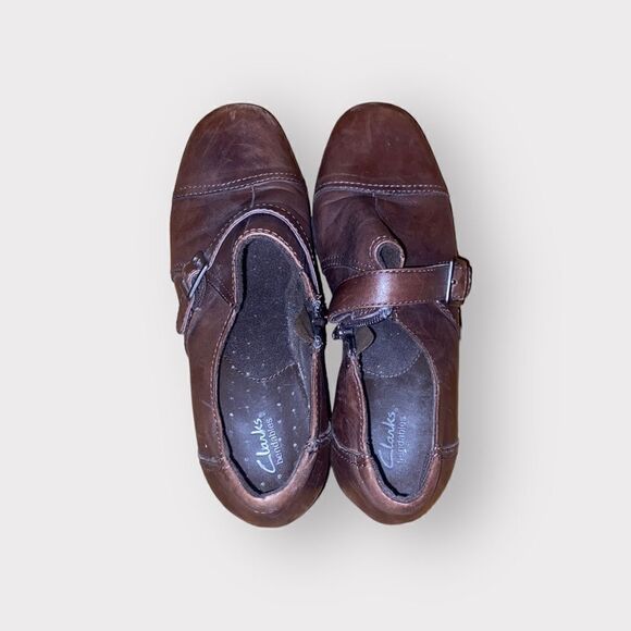 Clarks Brown Leather Shoes Size 7 M - Picture 2 of 5